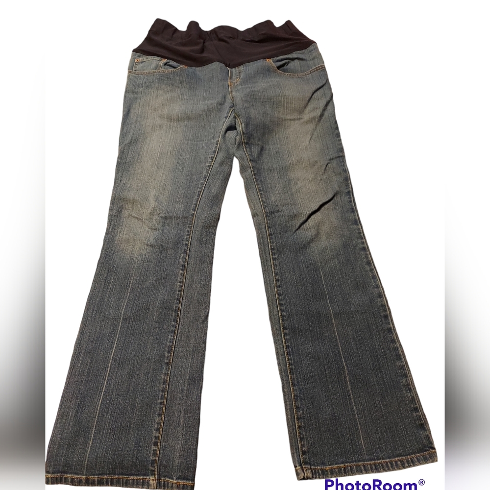 Levi's Women's Boot Cut Maternity Jeans Blue with Black Waistband